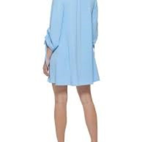 NWOT Calvin Klein Ruched-Sleeved A Line Dress in Serene - Picture 2 of 5